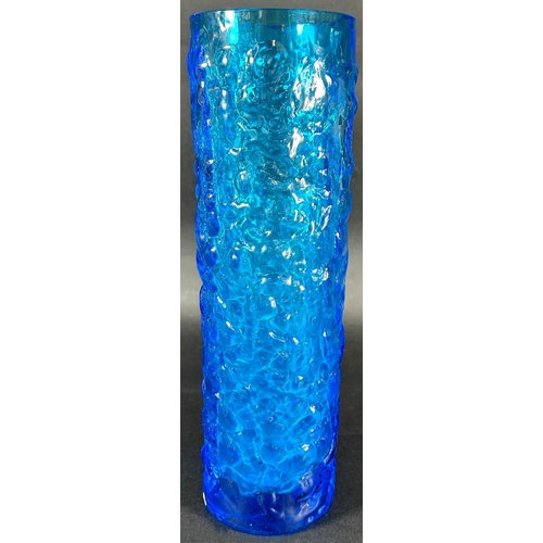 1173 - A large mid-century Swedish Lindshammer bright blue textured glass vase, 30cm tall