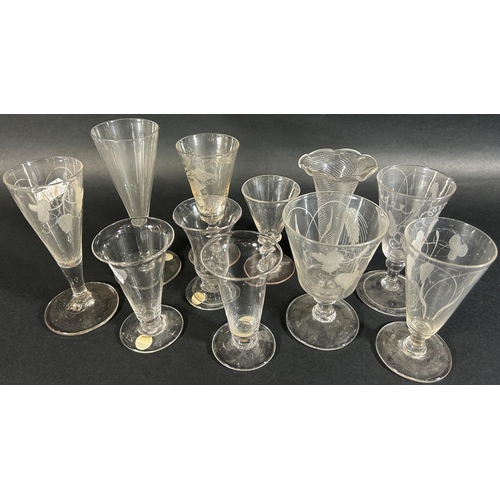 1190 - A selection of eleven 18th and 19th century jelly glasses, dwarf ale glasses and wine glasses of var... 