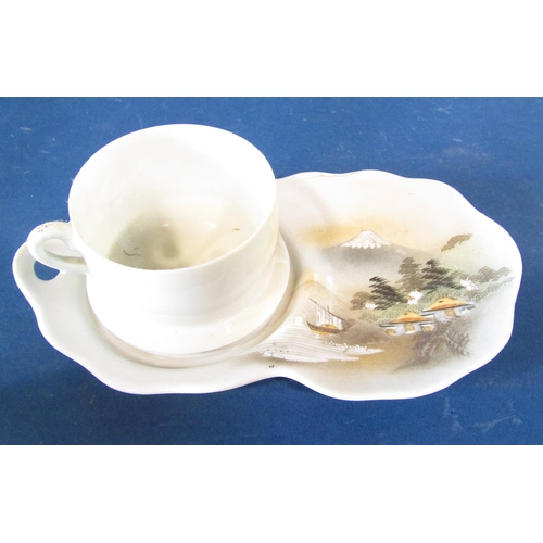 1061 - Three Japanese egg shell porcelain tea sets with landscape character, dragon and other typical detai... 