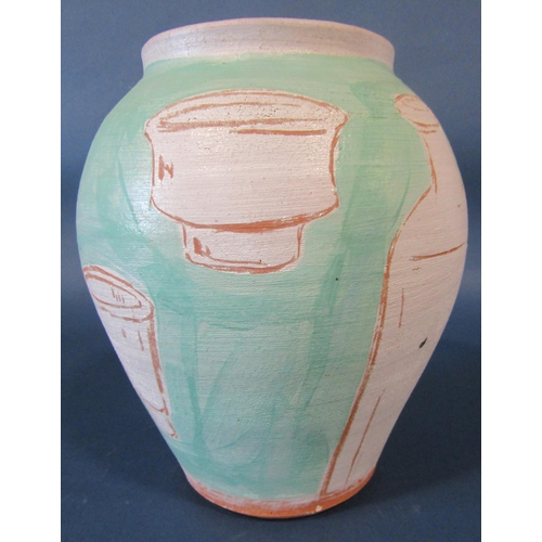 1079 - A contemporary Studio Pottery vase of oviform shape in terracotta by David Bromley with character an... 