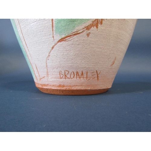 1079 - A contemporary Studio Pottery vase of oviform shape in terracotta by David Bromley with character an... 