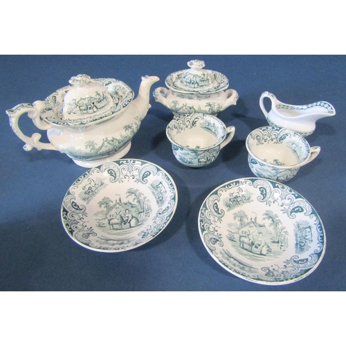 1086A - A mid 19th century child's tea service comprising teapot, sucrier and cover, milk jug, two cups and ... 