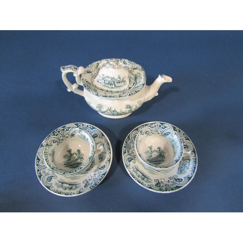 1086A - A mid 19th century child's tea service comprising teapot, sucrier and cover, milk jug, two cups and ... 