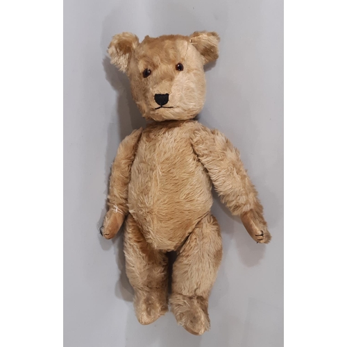 397 - Mid 20th century Teddy Bear probably a Chiltern Hug-mee bear, with golden mohair, velveteen paw pads... 