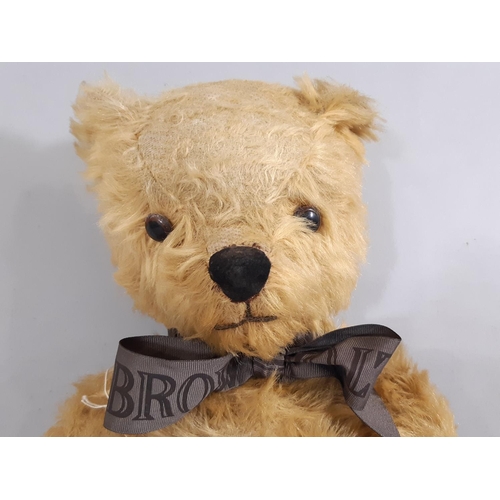 398 - 1950s Teddy Bear by Pedigree with golden plush,  jointed body, moulded plastic black nose, stitched ... 