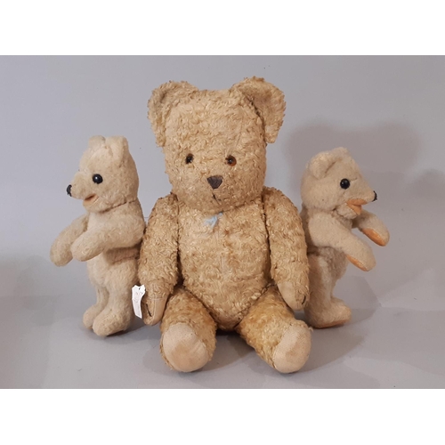 400 - Pair of small European Teddy Bears ?Hamiro with stitched nose, open mouth, jointed body (paws in pro... 