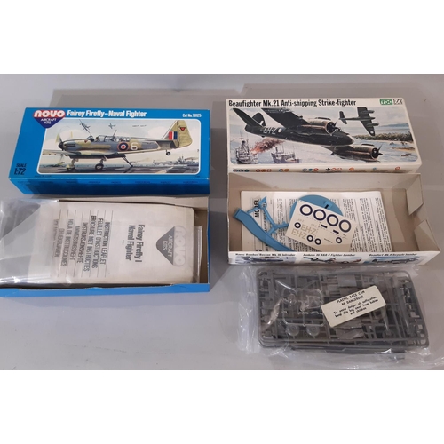 411 - 25 model aircraft kits by various makers including Frog, Hasegawa, High Planes, KP, L&S, Matchbox, S... 