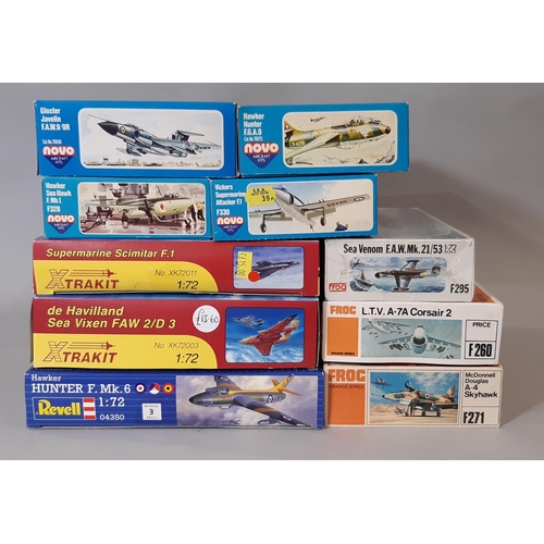 403 - 11 model aircraft kits, all 1:72 scale including kits by Extrakit, Fujimi, Frog, Novo and Revell. Se... 