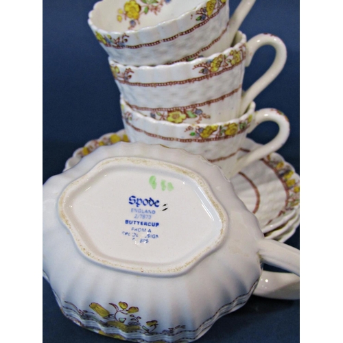 1126 - A Colclough tea service in an art deco style for six with blue flower detail together with a small a... 