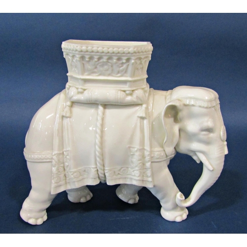 1128 - A Victorian Worcester Blanc de Chine figure of an elephant bearing a howdah, together with a Victori... 