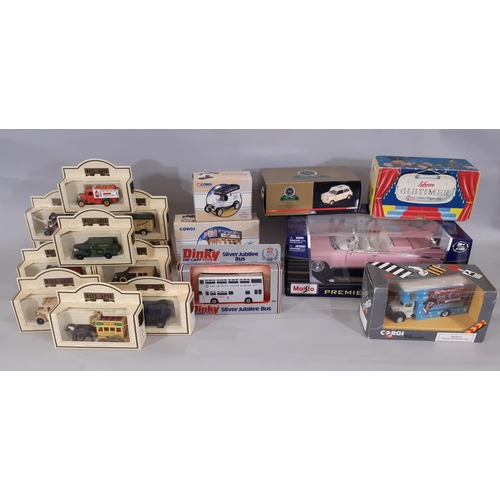 413 - Collection of boxed model vehicles including Maisto 1:18 scale 1959 Cadillac, Corgi CC82272 24ct Gol... 