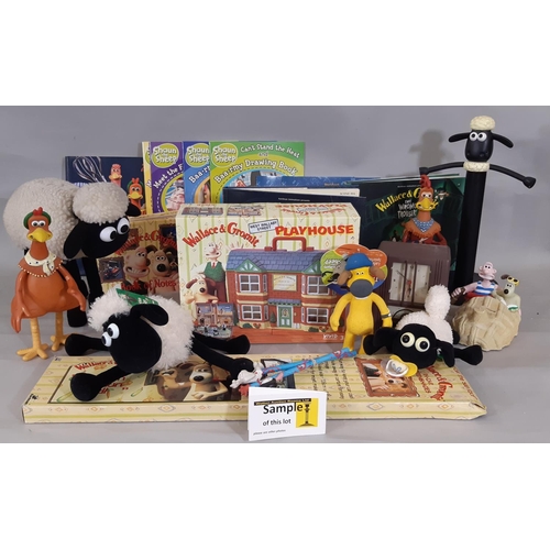 422 - A boxful of Wallace & Gromit merchandise and toys including 2 BBC Storyboard collection books,  a 'w... 