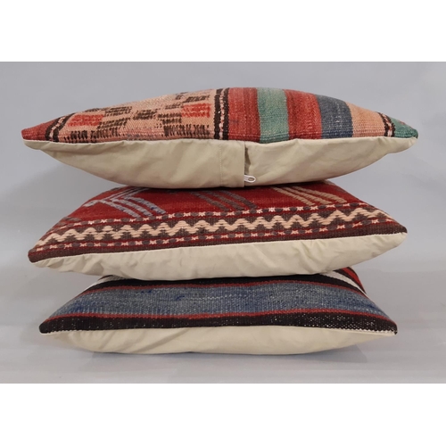 1837 - 6 colourful cushions made from old kelim with zipped new fabric back. 40x40cm approx (6)