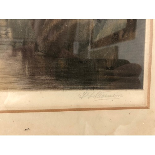 114 - F. G. Stevenson - Two mezzotint and drypoint etchings in colours depicting Sailing barges off Venice... 