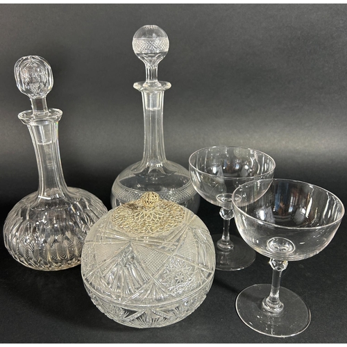 1192 - A large collection of antique and contemporary glassware including decanters, finger bowls, liqueur ... 