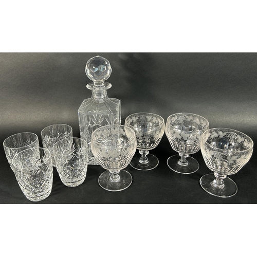 1192 - A large collection of antique and contemporary glassware including decanters, finger bowls, liqueur ... 