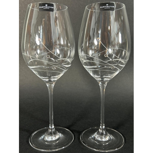 1202 - A boxed pair of Dartington Swarovski crystal studded 'Glitz' wine glasses