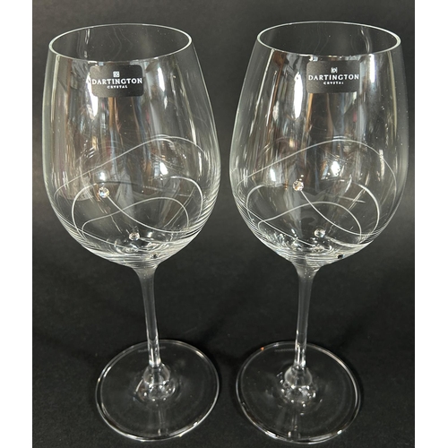 1202 - A boxed pair of Dartington Swarovski crystal studded 'Glitz' wine glasses