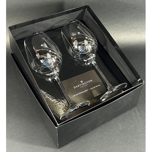 1202 - A boxed pair of Dartington Swarovski crystal studded 'Glitz' wine glasses