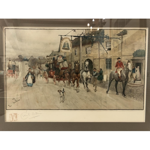 111 - Cecil Aldin (1870-1935) - 'The Bell at Stilton', chromolithograph, signed in pencil below, 34.7 x 59... 