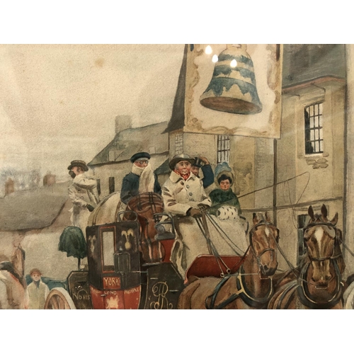 111 - Cecil Aldin (1870-1935) - 'The Bell at Stilton', chromolithograph, signed in pencil below, 34.7 x 59... 