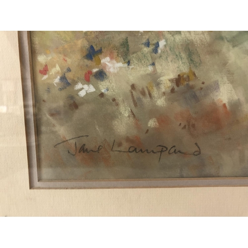 117 - Jane Lampard (Local Artist, Contemporary) - Chickens Grazing, chalk and pastel on paper, signed in p... 