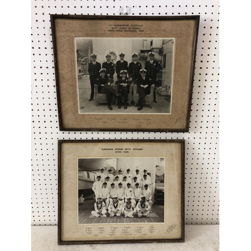 126 - Two framed photographs of World War II Submarine Officers in Hong Kong and China, 1938, '4th Submari... 