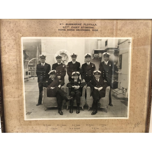 126 - Two framed photographs of World War II Submarine Officers in Hong Kong and China, 1938, '4th Submari... 