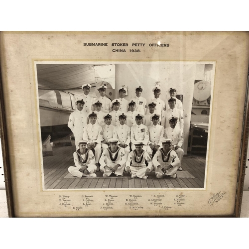 126 - Two framed photographs of World War II Submarine Officers in Hong Kong and China, 1938, '4th Submari... 