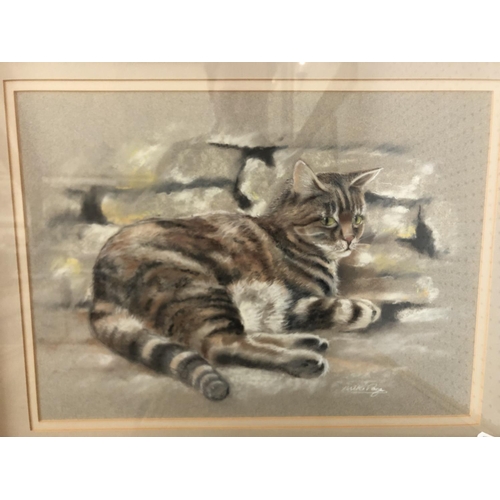 52 - Twenty Artworks (mostly prints) to include: Mike Poge - Pastel study on a cat, signed, 34 x 47 cm; 1... 