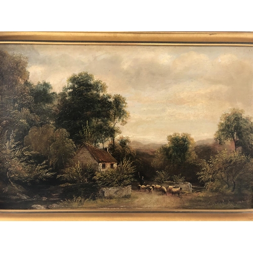 66 - Henry Harris 1852-1926) - Two English Country Landscape Scenes: Shepherd with Sheep, signed lower le... 