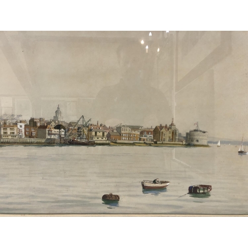 68 - Kenneth Allington Yockney (1881-1965) - Old Portsmouth, watercolour and pencil on paper, unsigned, 4... 