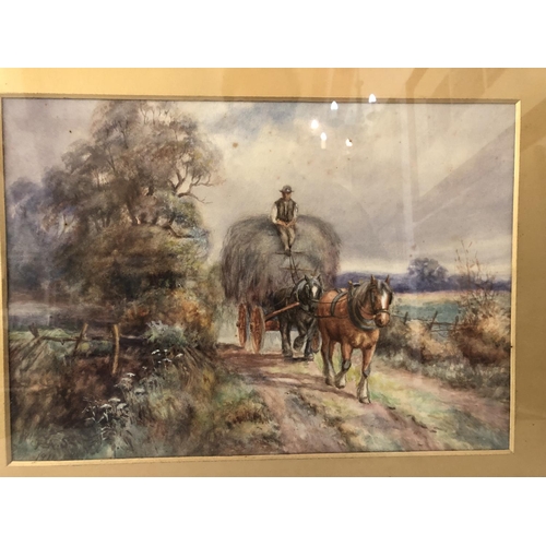 83 - Four works by different artists: British School, Early 20th Century - Farmer on a Hay Cart, watercol... 