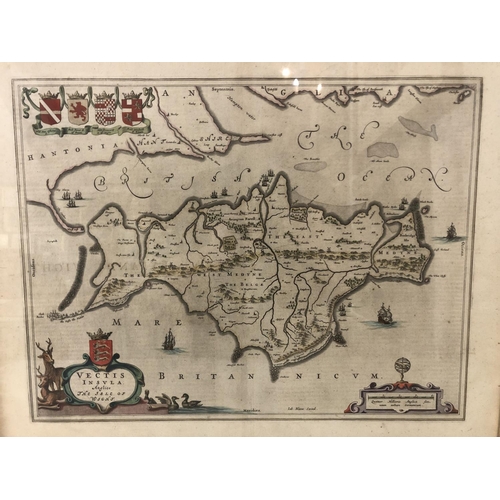 86 - Johannes Blaeu (1599-1673) - Isle of Wight Map 'Vectis Insula Anglice', c.1660, hand coloured engrav... 