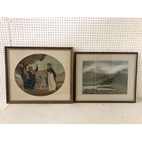 90 - Two Framed Works: 19th Century needlework silk and wool embroidery of The Story of Jesus and the Sam... 