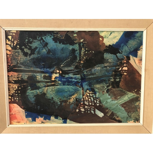 91 - 20th Century School - two paintings: abstract study, watercolour on board; Street scene with figures... 