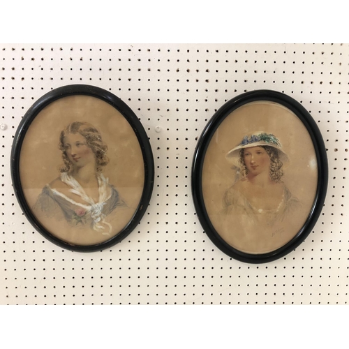 94 - Ada V. Hobson (née Hardy) (1831-1911) - Two oval quarter-portraits of a woman in dress, watercolour ... 