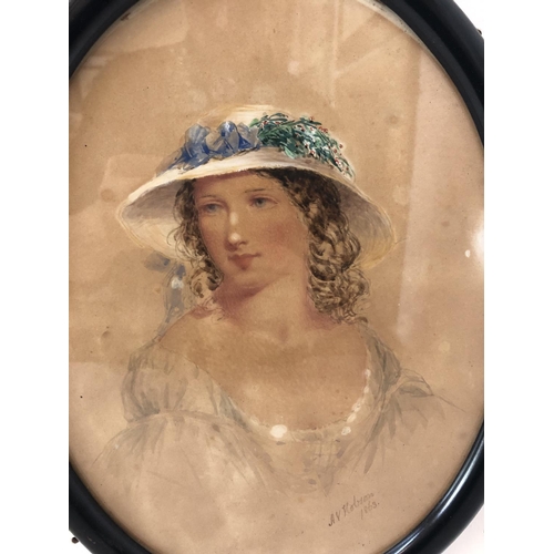 94 - Ada V. Hobson (née Hardy) (1831-1911) - Two oval quarter-portraits of a woman in dress, watercolour ... 