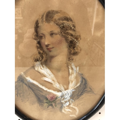 94 - Ada V. Hobson (née Hardy) (1831-1911) - Two oval quarter-portraits of a woman in dress, watercolour ... 