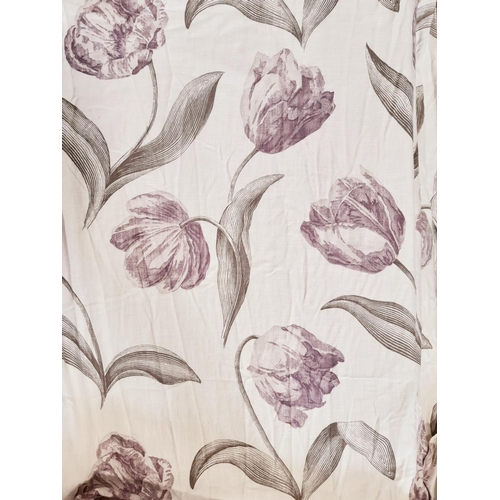 1818 - 2 pairs of extra long curtains in a linen type floral print 'Liana' by Harlequin, lined, with triple... 