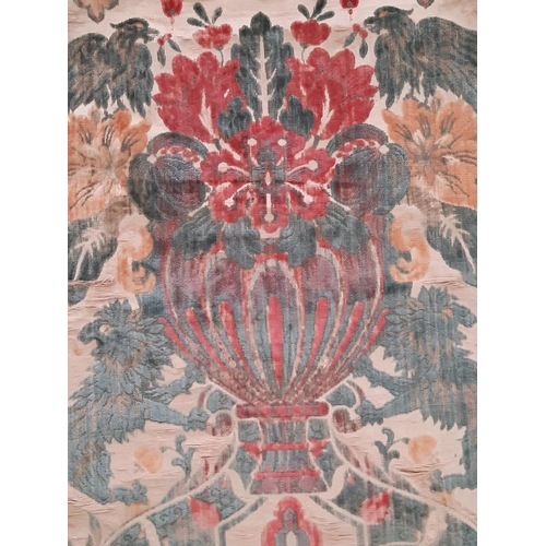 1833 - A large antique textile panel of cisele velvet, probably 19th century Italian depicting classical co... 