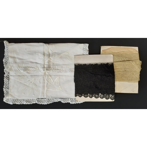 1815 - Boxful of vintage table linen mainly table cloths and decorative mats, including many with embroider... 