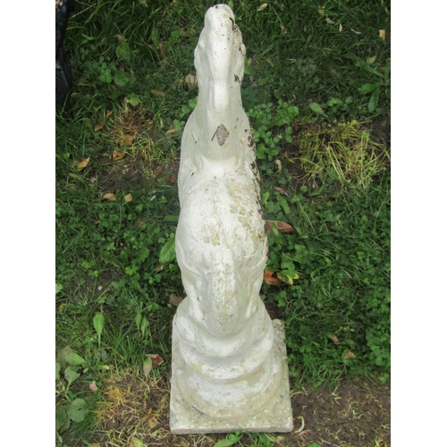 2034 - An unusual painted and weathered cast composition stone garden ornament or pier cap with rotating ho... 