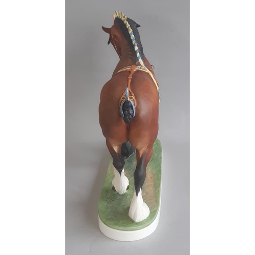 1151 - Royal Worcester Shire Stallion modelled by Doris Lindner 1964, height 24cm excluding plinth. One plu... 