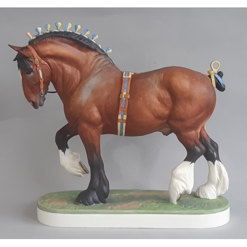 1151 - Royal Worcester Shire Stallion modelled by Doris Lindner 1964, height 24cm excluding plinth. One plu... 