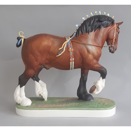 1151 - Royal Worcester Shire Stallion modelled by Doris Lindner 1964, height 24cm excluding plinth. One plu... 