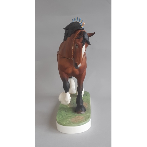 1151 - Royal Worcester Shire Stallion modelled by Doris Lindner 1964, height 24cm excluding plinth. One plu... 