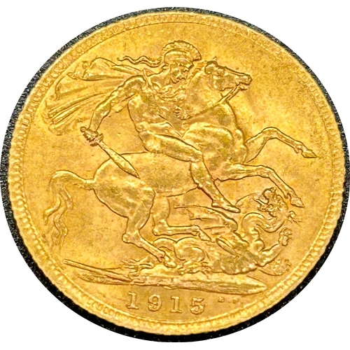 1807 - George V gold sovereign dated 1915, circulated