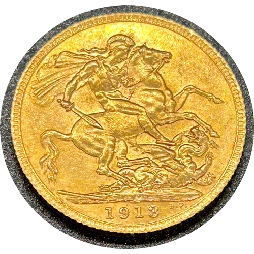 1808 - George V gold sovereign dated 1913, circulated