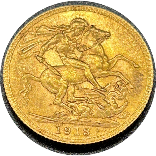 1809 - George V gold sovereign dated 1913, circulated